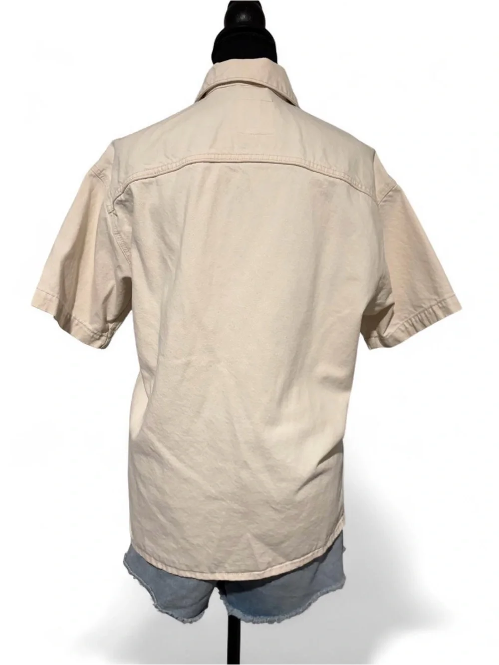 Men's Jack & Jones denim short sleeve shirt cream size xs